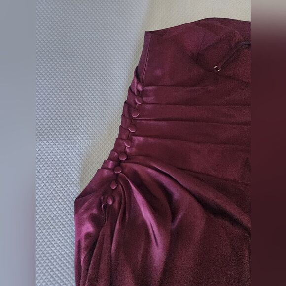 Galina braidsmaid one spaghetti strap side rushed buttons side slit from waist - Picture 9 of 15